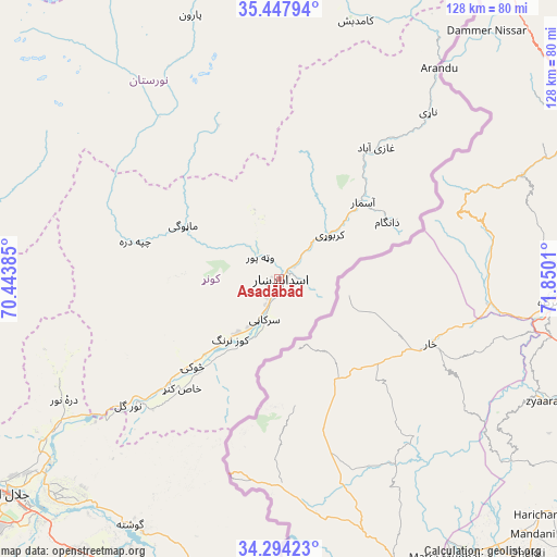 Asadābād on map