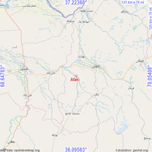 Afaki on map