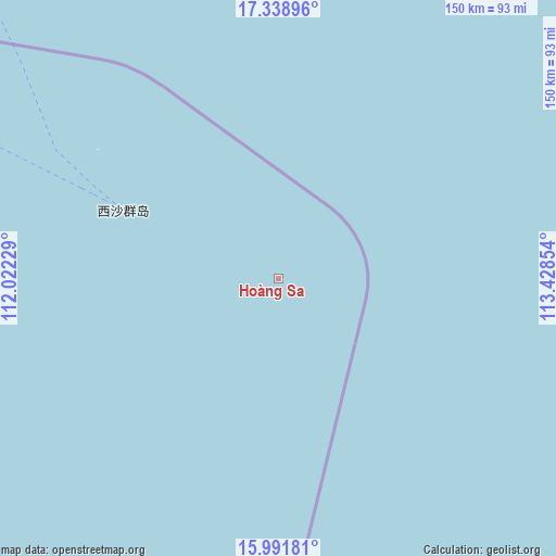 Hoàng Sa on map