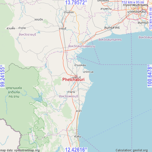 Phetchaburi on map