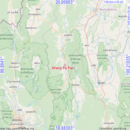 Wiang Pa Pao on map