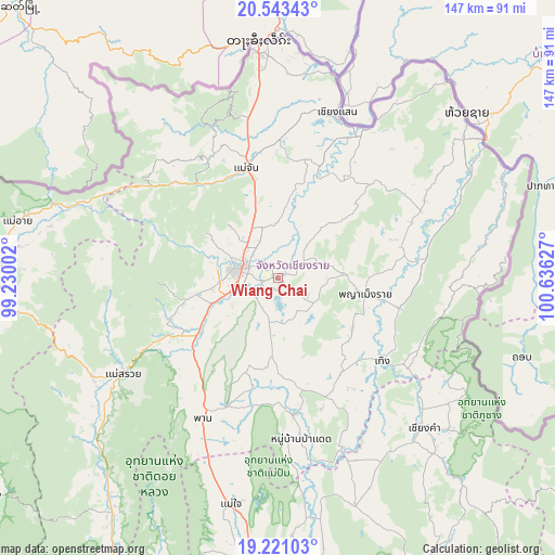 Wiang Chai on map