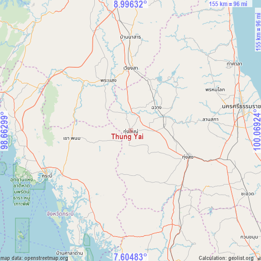 Thung Yai on map