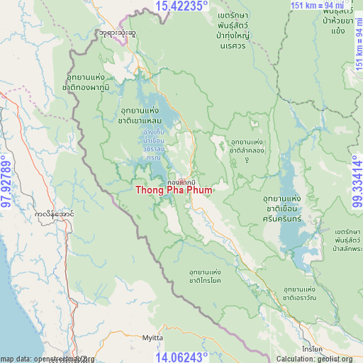 Thong Pha Phum on map