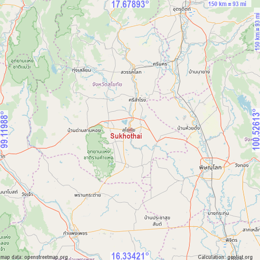 Sukhothai on map
