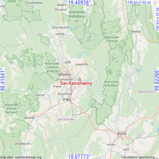 San Kamphaeng on map