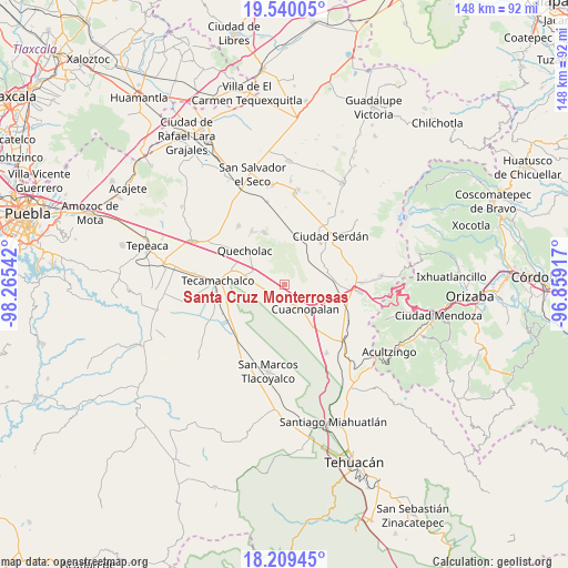 Santa Cruz Monterrosas on map