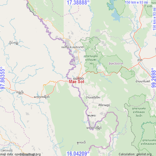 Mae Sot on map