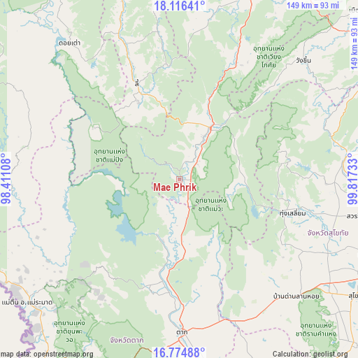 Mae Phrik on map