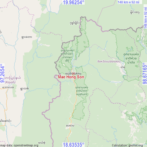 Mae Hong Son on map