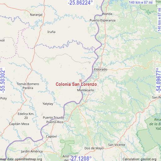Colonia San Lorenzo on map