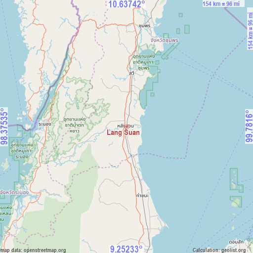 Lang Suan on map