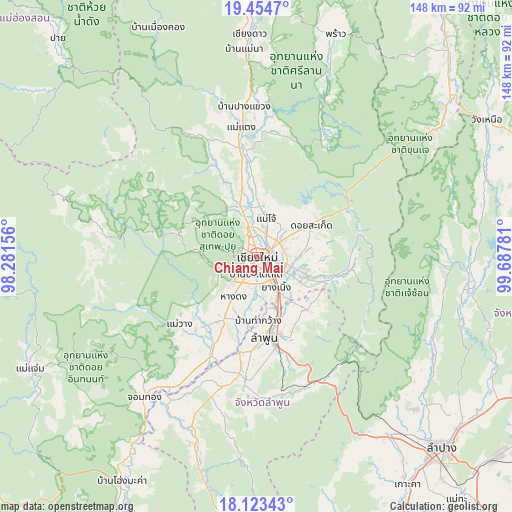 Chiang Mai on map
