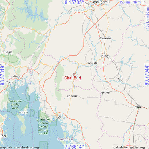 Chai Buri on map