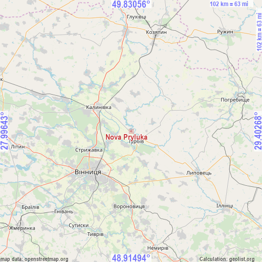 Nova Pryluka on map