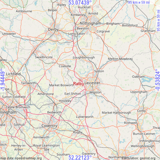 Ratby on map