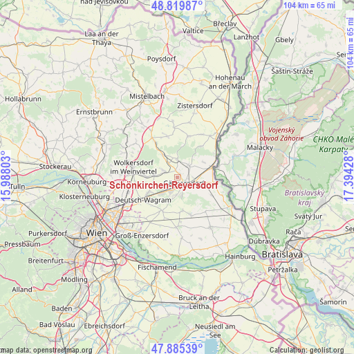 Schönkirchen-Reyersdorf on map