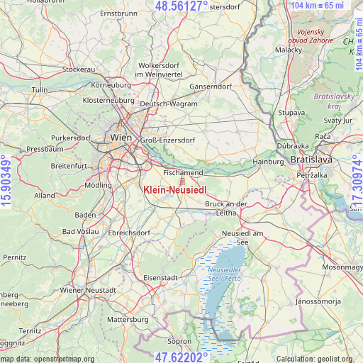 Klein-Neusiedl on map