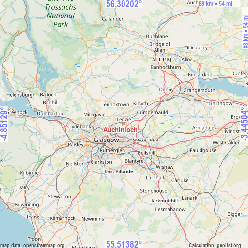 Auchinloch on map