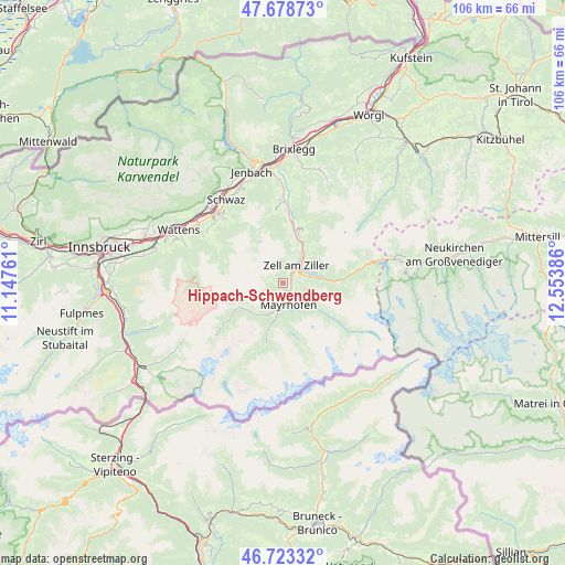 Hippach-Schwendberg on map