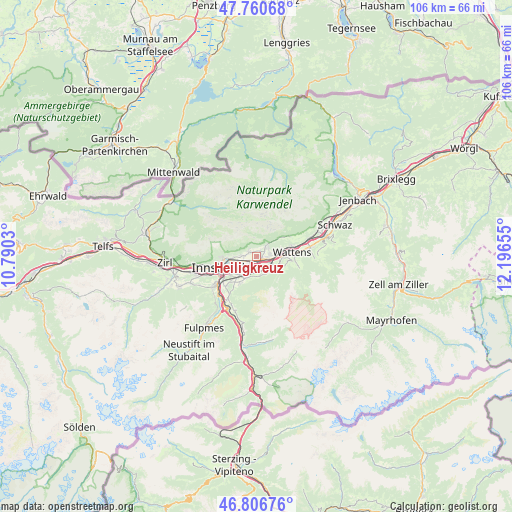 Heiligkreuz on map