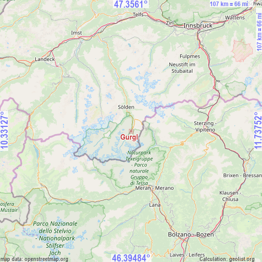 Gurgl on map