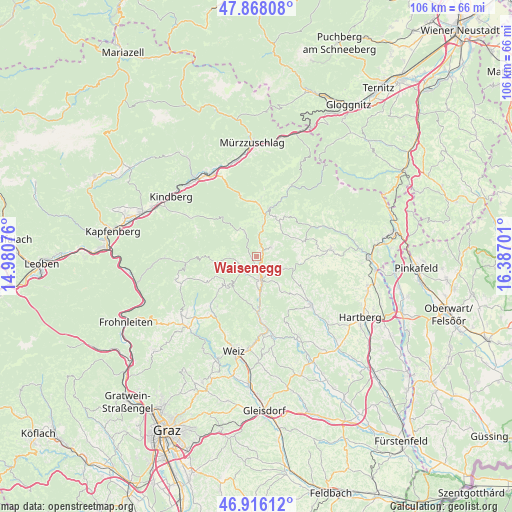 Waisenegg on map