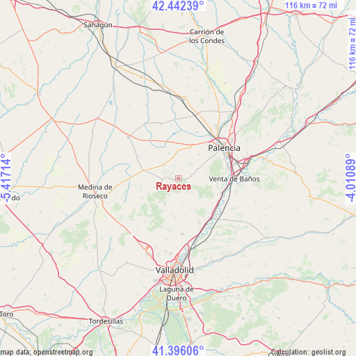 Rayaces on map