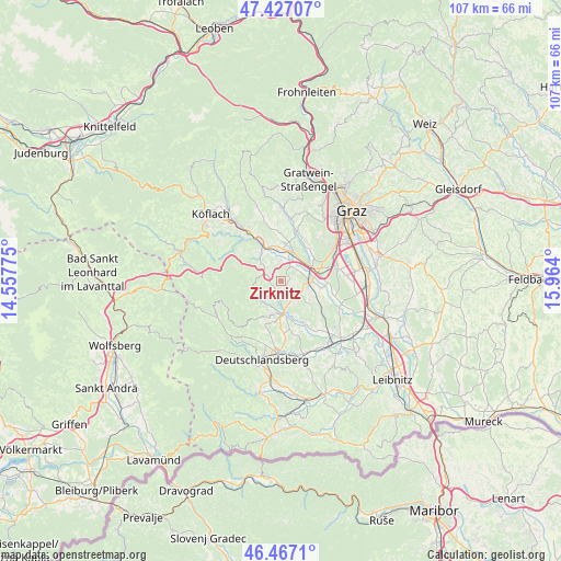 Zirknitz on map