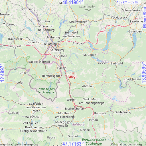 Taugl on map