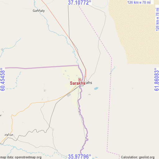 Sarakhs on map