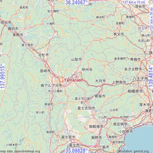 Yamanashi on map