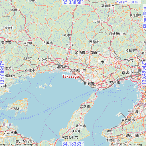 Takasago on map