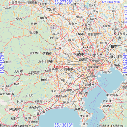 Tachikawa on map