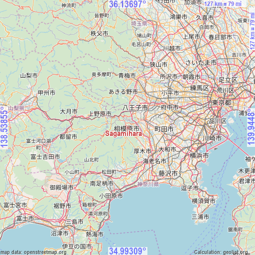 Sagamihara on map