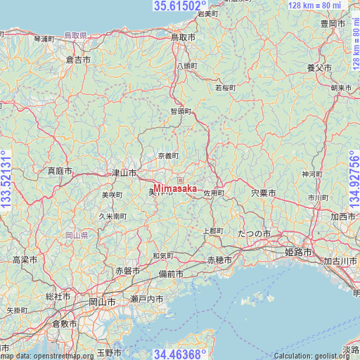 Mimasaka on map