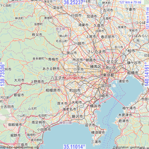 Kunitachi on map