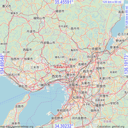 Kawanishi on map