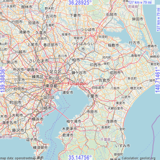 Funabashi on map