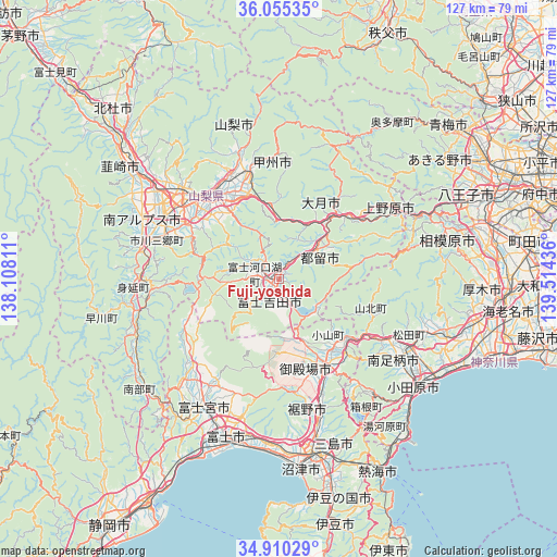 Fuji-yoshida on map