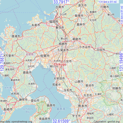 Chikugo on map