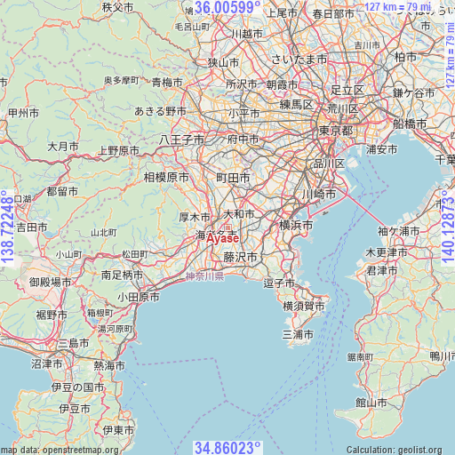 Ayase on map