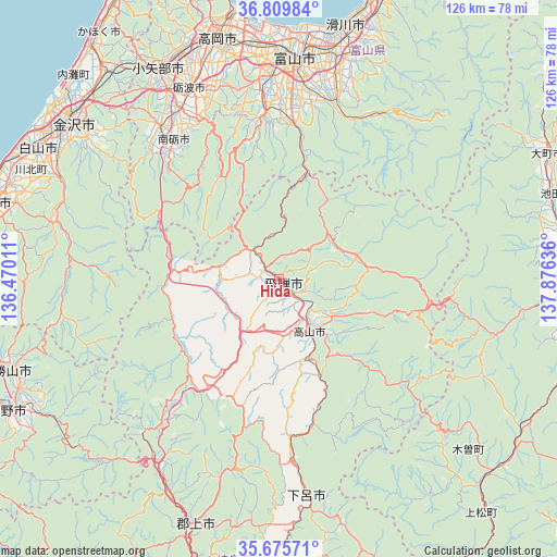 Hida on map