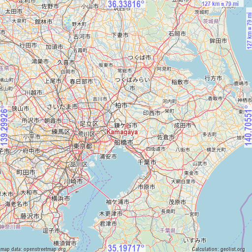 Kamagaya on map