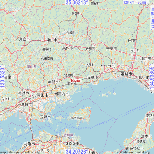 Bizen on map