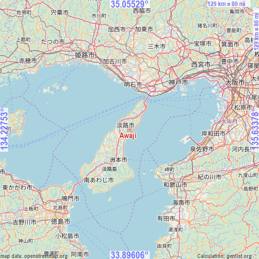 Awaji on map