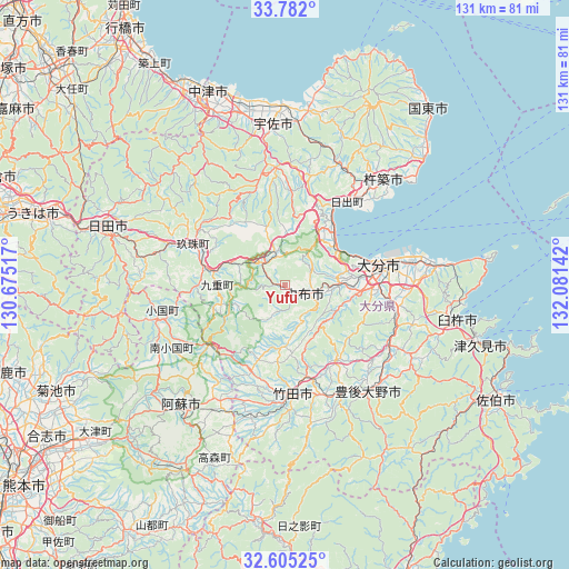 Yufu on map