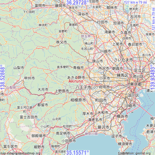 Akiruno on map