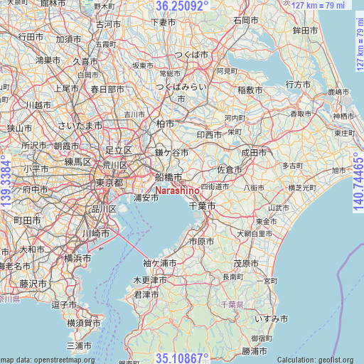 Narashino on map
