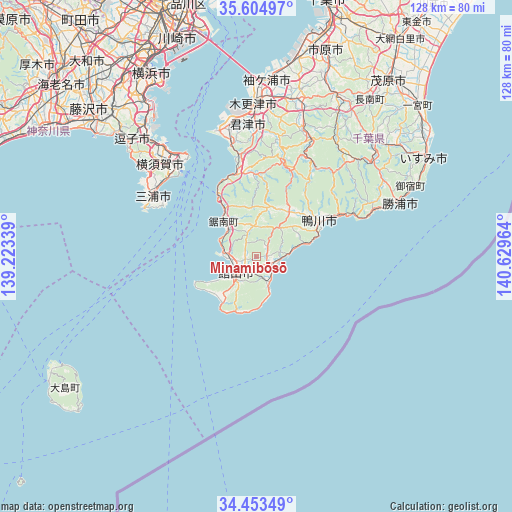 Minamibōsō on map